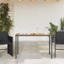 Mesa de jardín superficie de madera ratán PE negro 115x54x74 cm en Mesas de jardín | Comprar online en Foru.es