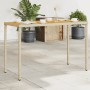 Mesa de jardín superficie de madera ratán PE beige 115x54x74 cm en Mesas de jardín | Comprar online en Foru.es
