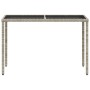 Mesa jardín superficie vidrio ratán PE gris claro 115x54x74 cm en Mesas de jardín | Comprar online en Foru.es