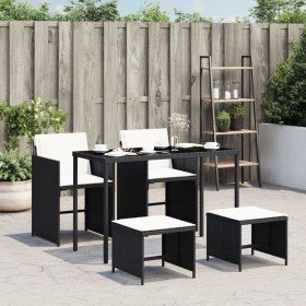 Set de muebles jardín 5 pzas con cojines ratán sintético negro en Conjuntos de jardín | Comprar online en Foru.es