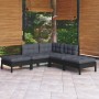 Muebles de jardín 5 pzas con cojines negro madera de pino de vidaXL, Conjuntos de jardín - Ref: Foro24-3096314, Precio: 433,9...
