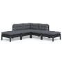 Muebles de jardín 5 pzas con cojines negro madera de pino de vidaXL, Conjuntos de jardín - Ref: Foro24-3096314, Precio: 433,9...