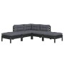 Muebles de jardín 5 pzas con cojines negro madera de pino de vidaXL, Conjuntos de jardín - Ref: Foro24-3096314, Precio: 433,9...