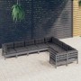 Muebles de jardín 9 pzas y cojines gris madera de pino de vidaXL, Conjuntos de jardín - Ref: Foro24-3096985, Precio: 814,61 €...