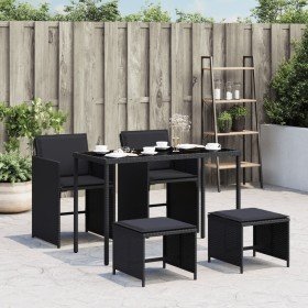 Set de muebles jardín 5 pzas con cojines ratán sintético negro en Conjuntos de jardín | Comprar online en Foru.es