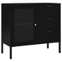 Aparador de acero y vidrio templado negro 75x35x70 cm de vidaXL, Aparadores - Ref: Foro24-336073, Precio: 168,94 €, Descuento: %