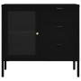 Aparador de acero y vidrio templado negro 75x35x70 cm de vidaXL, Aparadores - Ref: Foro24-336073, Precio: 168,94 €, Descuento: %