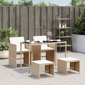 Set comedor de jardín 5 pzas con cojines ratán sintético beige en Conjuntos de jardín | Comprar online en Foru.es