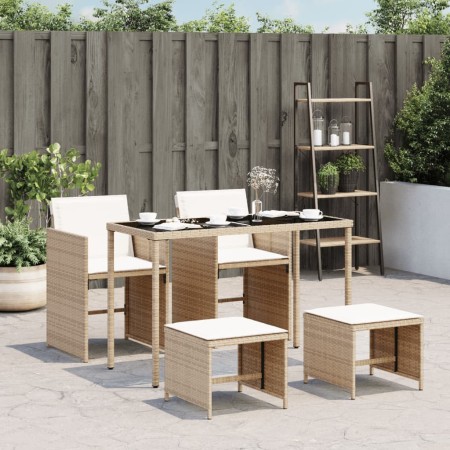 Set comedor de jardín 5 pzas con cojines ratán sintético beige en Conjuntos de jardín | Comprar online en Foru.es