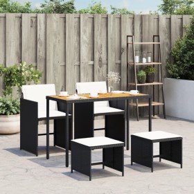 Set de muebles jardín 5 pzas con cojines ratán sintético negro en Conjuntos de jardín | Comprar online en Foru.es