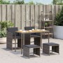 Set comedor de jardín 5 piezas con cojines ratán sintético gris en Conjuntos de jardín | Comprar online en Foru.es