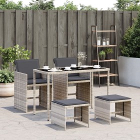 Set comedor de jardín 5 pzas cojines ratán sintético gris claro en Conjuntos de jardín | Comprar online en Foru.es