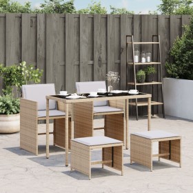 Set comedor de jardín 5 pzas con cojines ratán sintético beige en Conjuntos de jardín | Comprar online en Foru.es