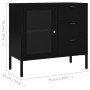 Aparador de acero y vidrio templado negro 75x35x70 cm de vidaXL, Aparadores - Ref: Foro24-336073, Precio: 168,94 €, Descuento: %