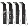 Columna panel de ducha aluminio negro 20x44x130 cm de vidaXL, Boquillas de chorro para bañeras y duchas - Ref: Foro24-142996,...