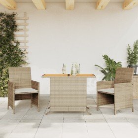 Sillas y mesita de jardín 3 piezas ratán sintético cojín beige en Conjuntos de jardín | Comprar online en Foru.es
