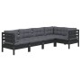 Muebles de jardín 5 pzas con cojines negro madera de pino de vidaXL, Conjuntos de jardín - Ref: Foro24-3096386, Precio: 492,5...