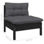 Muebles de jardín 5 pzas con cojines negro madera de pino de vidaXL, Conjuntos de jardín - Ref: Foro24-3096386, Precio: 492,5...