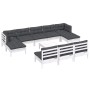 Muebles de jardín 11 pzas con cojines blanco madera de pino de vidaXL, Conjuntos de jardín - Ref: Foro24-3097122, Precio: 899...