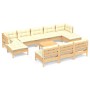 Muebles de jardín 11 piezas cojines madera de pino color crema de vidaXL, Conjuntos de jardín - Ref: Foro24-3097121, Precio: ...