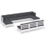 Muebles de jardín 10 pzas con cojines blanco madera de pino de vidaXL, Conjuntos de jardín - Ref: Foro24-3097116, Precio: 832...