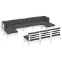 Muebles de jardín 10 pzas con cojines blanco madera de pino de vidaXL, Conjuntos de jardín - Ref: Foro24-3097116, Precio: 821...