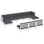 Muebles de jardín 10 pzas con cojines blanco madera de pino de vidaXL, Conjuntos de jardín - Ref: Foro24-3097116, Precio: 832...