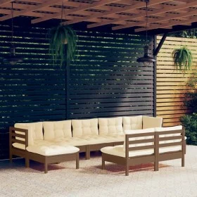 Muebles de jardín 9 pzas y cojines madera de pino marrón miel by vidaXL, Garden sets - Ref: Foro24-3097106, Price: 790,80 €, ...