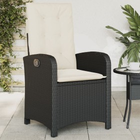 Sillón reclinable de jardín con cojines ratán sintético negro en Sillas de jardín | Comprar online en Foru.es