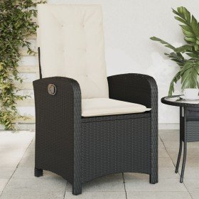 Sillón reclinable de jardín con cojines ratán sintético negro en Sillas de jardín | Comprar online en Foru.es