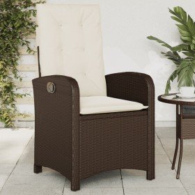 Sillón reclinable de jardín con cojines ratán sintético marrón en Sillas de jardín | Comprar online en Foru.es