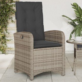 Sillón reclinable de jardín con cojines ratán sintético gris en Sillas de jardín | Comprar online en Foru.es