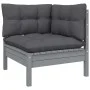 Muebles de jardín 11 pzas y cojines gris madera maciza de pino de vidaXL, Conjuntos de jardín - Ref: Foro24-3097213, Precio: ...