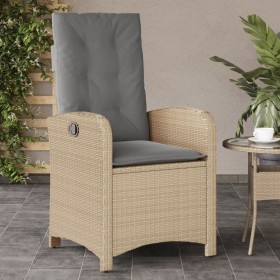Sillón reclinable de jardín con cojines ratán PE beige mixto en Sillas de jardín | Comprar online en Foru.es
