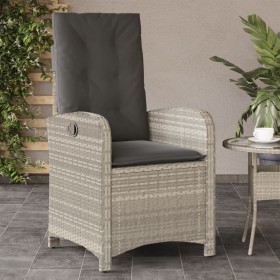 Sillón de jardín reclinable con cojines ratán PE gris claro en Sillas de jardín | Comprar online en Foru.es
