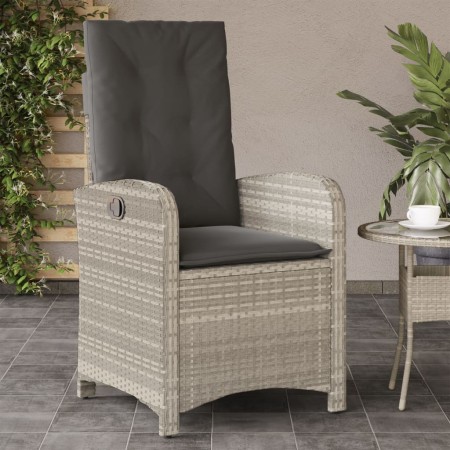 Sillón de jardín reclinable con cojines ratán PE gris claro en Sillas de jardín | Comprar online en Foru.es