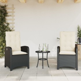 Sillones reclinable jardín cojines 2 uds ratán sintético negro en Sillas de jardín | Comprar online en Foru.es
