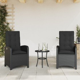 Sillones reclinable jardín cojines 2 uds ratán sintético negro en Sillas de jardín | Comprar online en Foru.es