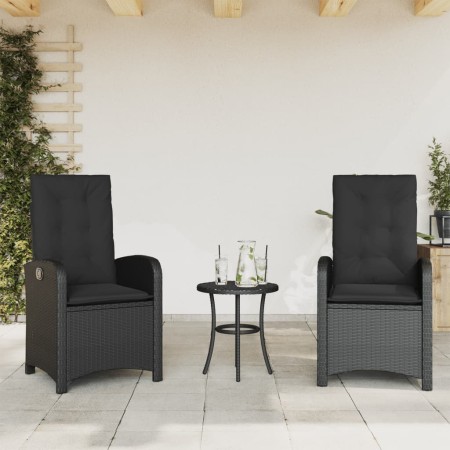 Sillones reclinable jardín cojines 2 uds ratán sintético negro en Sillas de jardín | Comprar online en Foru.es
