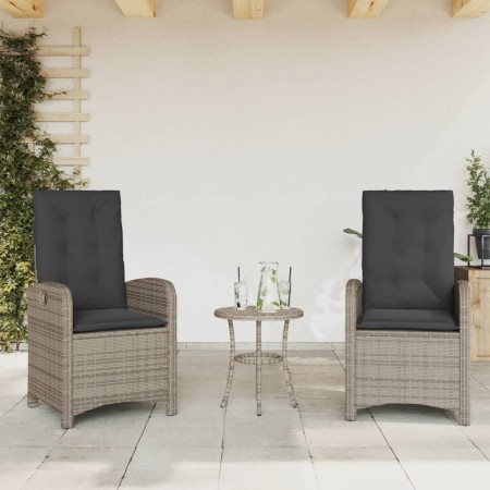 Sillones reclinable jardín y cojines 2 uds ratán sintético gris en Sillas de jardín | Comprar online en Foru.es