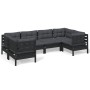 Muebles de jardín 6 pzas con cojines negro madera de pino de vidaXL, Conjuntos de jardín - Ref: Foro24-3097299, Precio: 572,4...