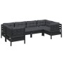 Muebles de jardín 6 pzas con cojines negro madera de pino de vidaXL, Conjuntos de jardín - Ref: Foro24-3097299, Precio: 572,4...