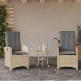 Sillones reclinables jardín y cojines beige mix 2 uds ratán PE en Sillas de jardín | Comprar online en Foru.es
