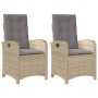 Sillones reclinables jardín y cojines beige mix 2 uds ratán PE en Sillas de jardín | Comprar online en Foru.es