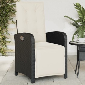 Sillón reclinable de jardín con reposapiés ratán PE negro en Sillas de jardín | Comprar online en Foru.es