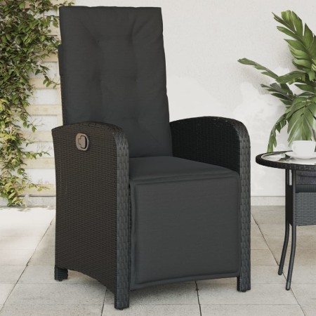 Sillón reclinable de jardín con reposapiés ratán PE negro en Sillas de jardín | Comprar online en Foru.es