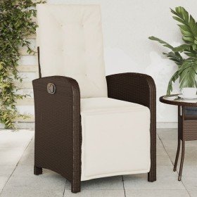 Sillón reclinable de jardín con reposapiés ratán PE marrón en Sillas de jardín | Comprar online en Foru.es