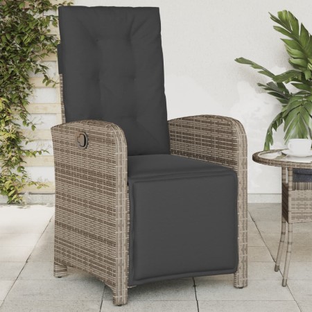 Sillón reclinable de jardín con reposapiés ratán sintético gris en Sillas de jardín | Comprar online en Foru.es
