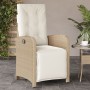 Sillón reclinable de jardín con reposapiés ratán PE beige en Sillas de jardín | Comprar online en Foru.es