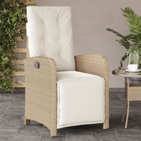 Sillón reclinable de jardín con reposapiés ratán PE beige en Sillas de jardín | Comprar online en Foru.es